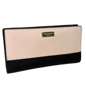 Kate Spade Laurel Way Stacy Bifold Wallet Credit Card Organizer Warm Beige Black